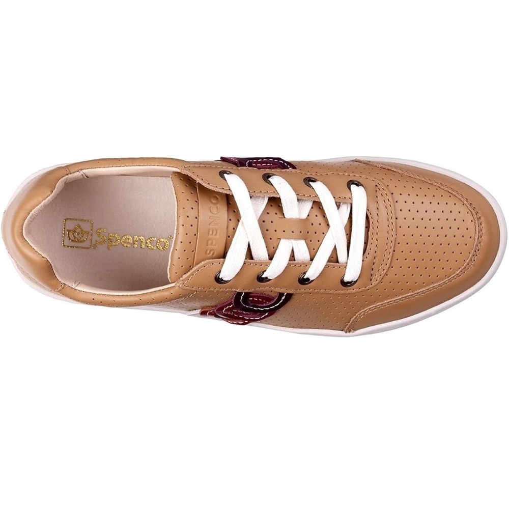 Spenco Womens Leather Orthotic Sneakers Tan Brown Perforated Lace Up Size 7 B - Picture 6 of 9